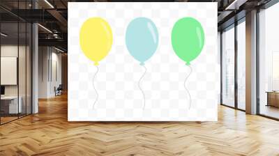 Set of cartoon balloons. Balloons for birthday and party. Flat icon for celebrate. Vector illustration Wall mural