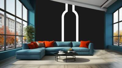 Black Bottle of wine icon isolated on black background. Vector Illustration Wall mural