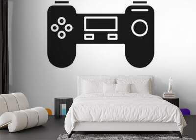 Black Gamepad icon isolated on white background. Game controller. Set icons in color square buttons. Vector Illustration Wall mural