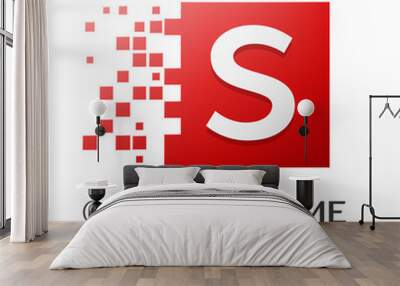 Letter S vector logo symbol in the colorful square with shattered blocks on white background. Vector template for your design Wall mural