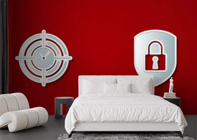 Set Folder and lock, Time Management, Shield security with and Cloud api interface icon. Vector Wall mural