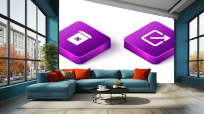 Set Isometric Folder tree, Trash can, Open in new window and Two crossed hammers icon. Vector. Wall mural