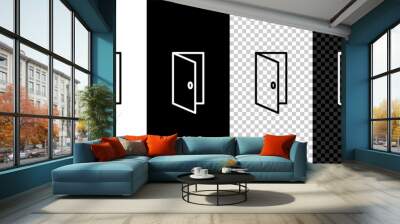 Set line Closed door icon isolated on black and white background. Vector Wall mural