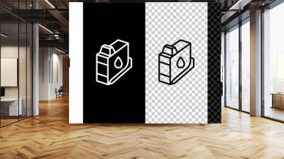 Set line Printer ink cartridge icon isolated on black and white background. Vector Wall mural