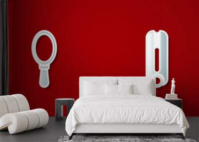 Set Shaving razor, Hand mirror, Curling iron for hair and Hairbrush icon. Vector Wall mural