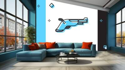 Set Vintage pistols icon isolated on blue and white, black background. Ancient weapon. Vector Wall mural