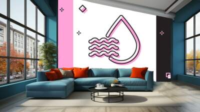 Set Water drop percentage icon isolated on pink and white, black background. Humidity analysis. Vector Illustration Wall mural