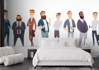 Businessman or people character design collection. Modern cartoon flat style. Young professional males poses. Wall mural