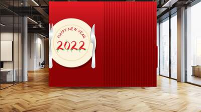 Happy new year 2022 greeting design Wall mural