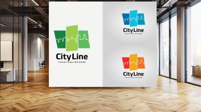 City Line Logo Template Design Vector, Emblem, Design Concept, Creative Symbol, Icon Wall mural