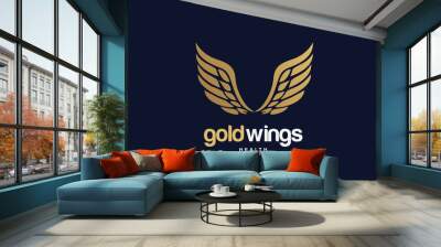 Luxury Gold Wings Logo Template Design Vector, Emblem, Design Concept, Creative Symbol, Icon Wall mural