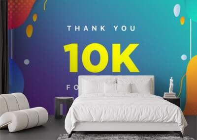 10k or 10000, followers thank you colorful geometric background number. abstract for Social Network friends, followers, Web user Thank you celebrate of subscribers or followers and like Wall mural