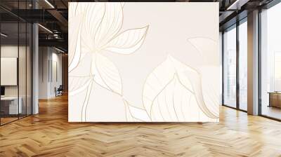 Abstract banner with golden lotus flowers for packaging, social networks and textiles Wall mural