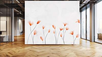 Abstract floral background with pink flowers. Watercolor botanical art banner for interior design, packaging, decor, print Wall mural