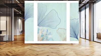 Art background with decorative ginkgo leaves in a bright style for decoration. Wall mural