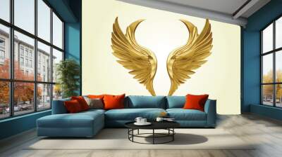 3d wings shield golden logo vector art fantasy background - Generative AI Wall mural