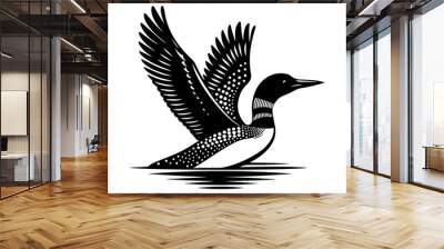 loon bird silhouette vector style art illustration isolated on transparent background- Generative AI Wall mural