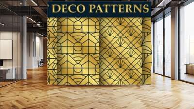 Art Deco Patterns set. Seamless black and gold backgrounds. Vector illustration Wall mural