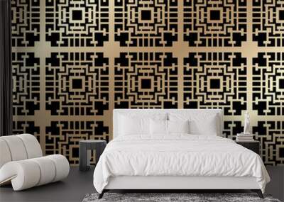 Golden seamless pattern in art deco style. Template for design. Vector illustration eps10 Wall mural