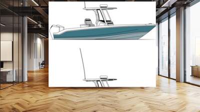 High quality yacht vector illustration, Which printable on various materials. Wall mural