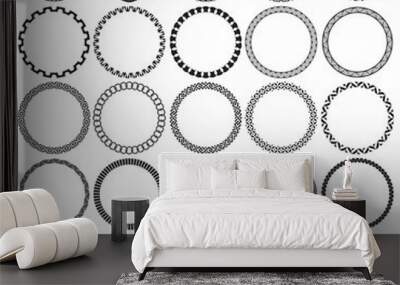 Collection of Round Decorative Ornamental Border Frames. Ideal for vintage label designs. Wall mural