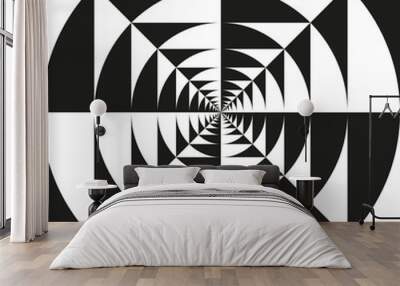 Op art infinite kaleidoscope vortex tunnel of squares and circles Wall mural