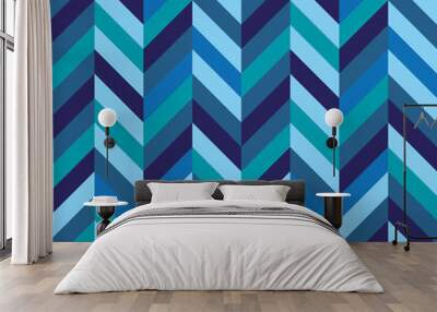 Seamless blue herringbone chevron zig zag pattern background Wall mural