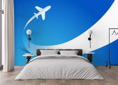 airplane flight tickets air fly travel takeoff silhouette elemen Wall mural