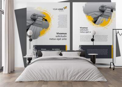 Flyer brochure design, business flyer size A4 template, creative leaflet, trend cover yellow color Wall mural