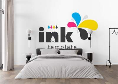 Ink logo colored drops splash Wall mural