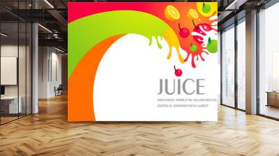 juice fruit liquid drops splash colorful background Wall mural