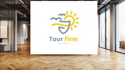 Tour Firm logo travel vacation shield and sun Wall mural