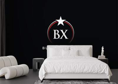 Professional BX b x Jewelry Logo, Letter Bx Initial Award One Star Circle Logo Wall mural