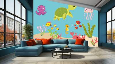 aquarium cartoon or ocean underwater cartoon Wall mural