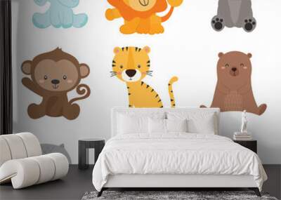 set of cute animal wildlife vector Wall mural