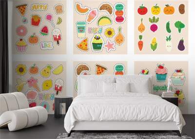 set of cute sticker Wall mural