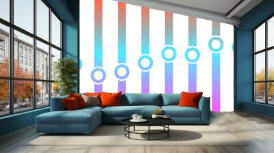 Color sound wave. Neon shiny audio frequencies. Electronic music graphic elements. Equalizer charts. Musical technology. Dynamic signal vibration. Vector waveform amplitude columns Wall mural