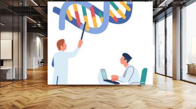 Men studying human DNA. Biological research laboratory Wall mural