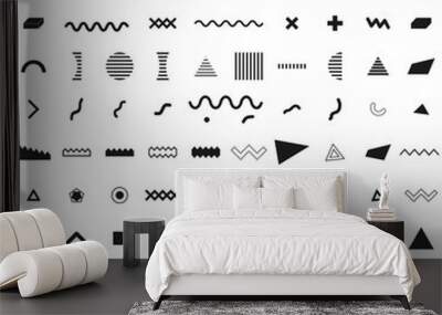 Set of geometric retro memphis style elements Wall mural