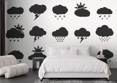 Set of weather  icon black color on white background Wall mural