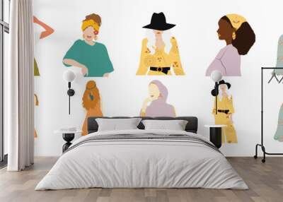 Full Package of Woman in Boho Chic Style | Fashion Silhouette Wall mural