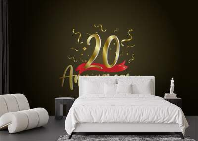 Anniversary celebration background. with the 20th number in gold and with the words golden anniversary celebration. Wall mural