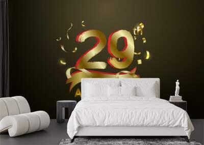 Anniversary celebration background. with the 29th number in gold and with the words golden anniversary celebration. Wall mural