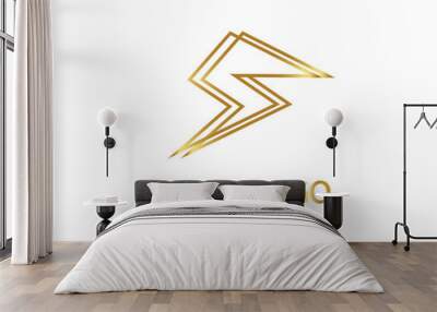 Letter S Linked Monogram in gold Logotype. Vector logo Wall mural