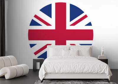 Union Jack flag. British flag round icon. United Kingdom, Great Britain national symbols. Vector icon isolated on white background Wall mural