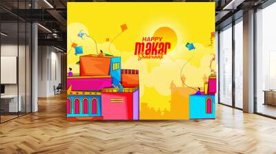  illustration of Happy Makar Sankranti holiday India festival
 Wall mural