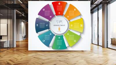 Circle infographic template. Process wheel. Vector pie chart. Business concept with 8 options, parts, steps. Can be used for diagram, graph, chart, step by step infographics, web design Wall mural