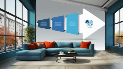 Infographic arrow template with 3 steps. Wall mural