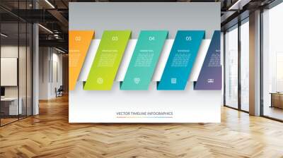 Infographic arrow timeline template with 6 steps. Can be used for web design, diagram, chart, business presentation. Wall mural