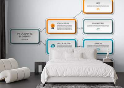 Infographic flow chart. Modern minimalistic vector template that can be used as diagram, graph, table, workflow layout for web, report, business presentation Wall mural